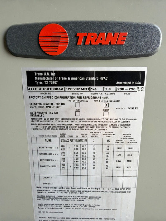 1.5 Ton Multiposition Fan Coil, Variable Speed, 208-230/60/1, 13-SEER