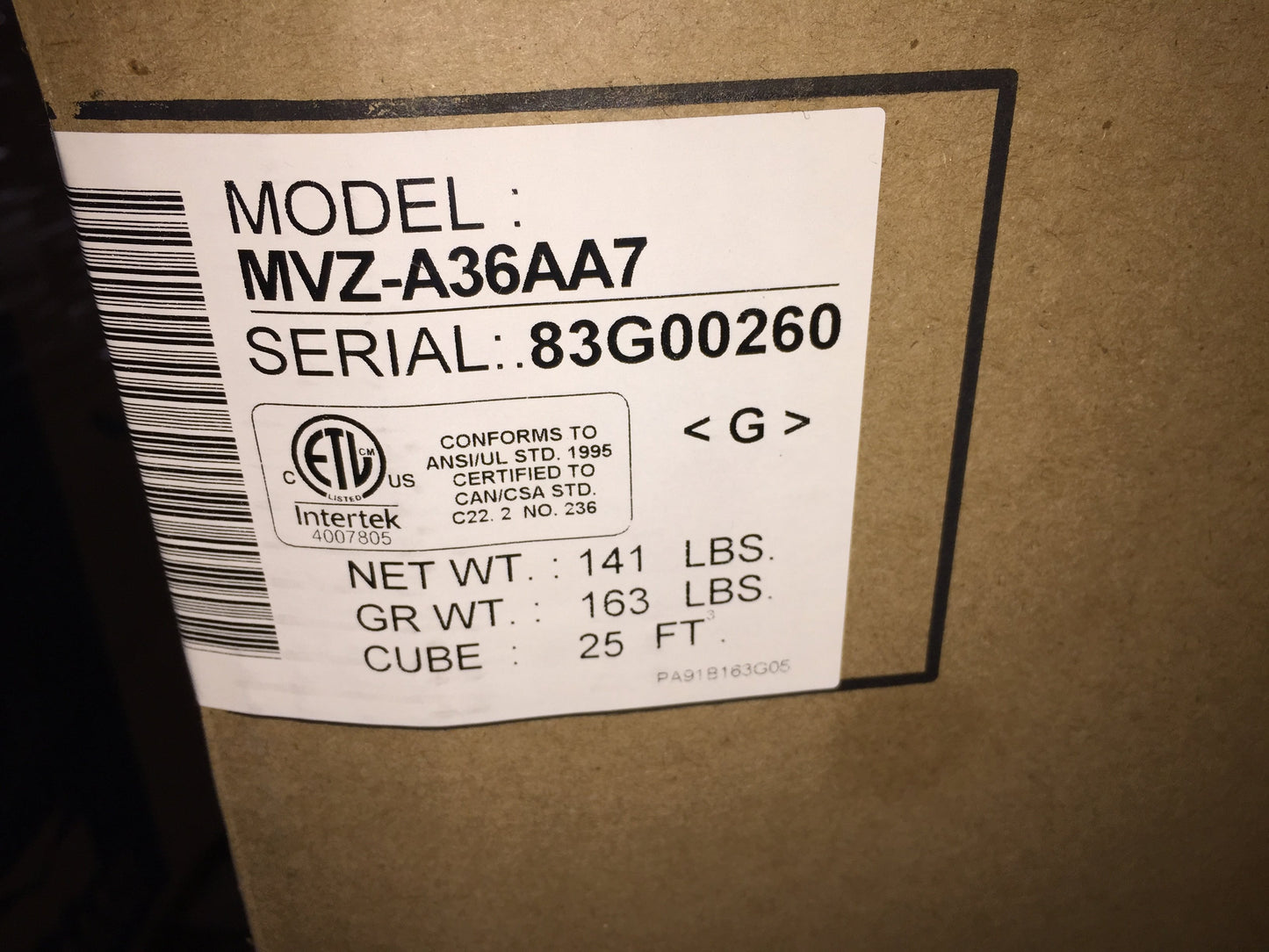 36,000 BTU Ducted Multi-Position Heat Pump Air Handler, 208-230/60/1 R-410A