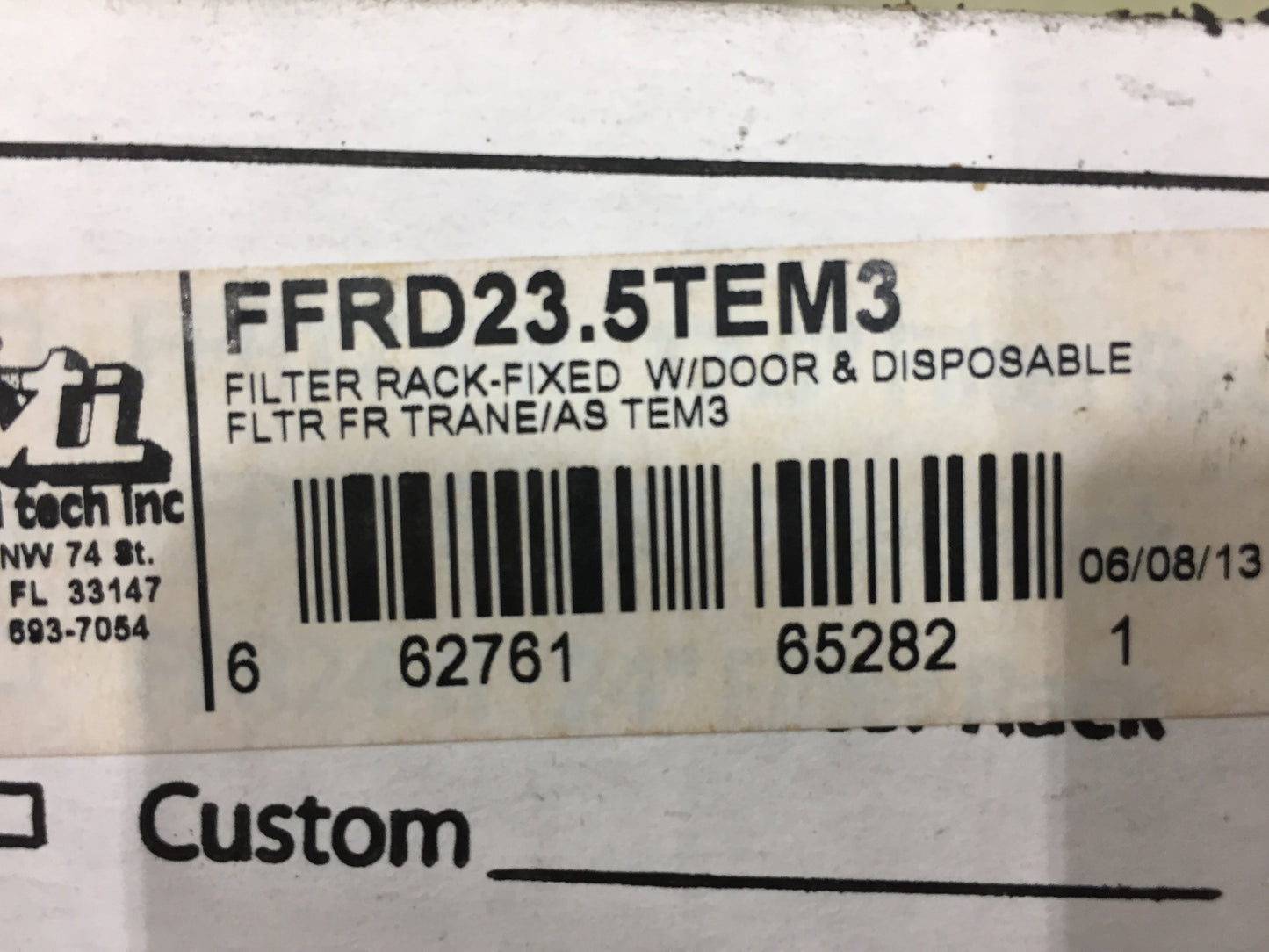 24" X 24" X 1" Fixed Filter Rack With Hinged Front Door For Trane/American Standard