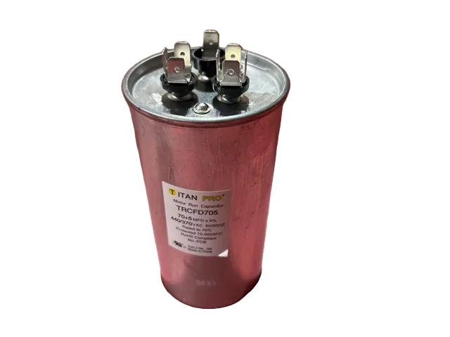 70+5MFD x 440/370VAC Round Dual Run Capacitor
