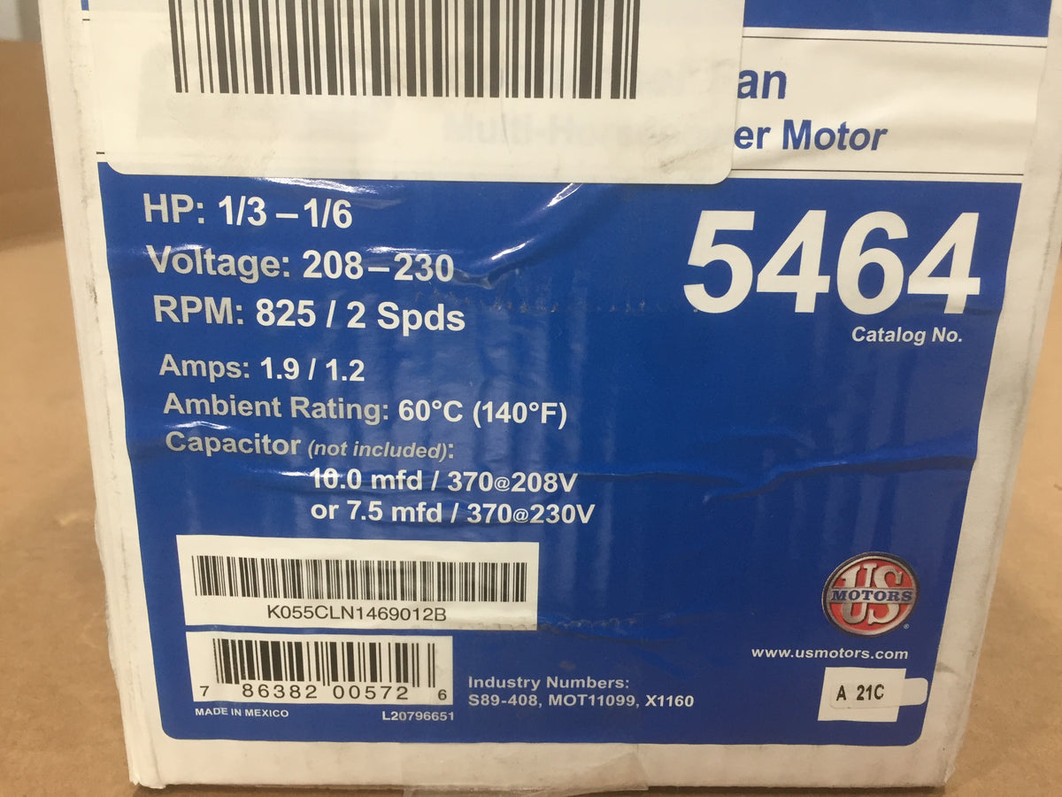 1/3-1/6 Multi-HP Condenser Fan Motor   208-230/60/1   RPM:825/2-Speed
