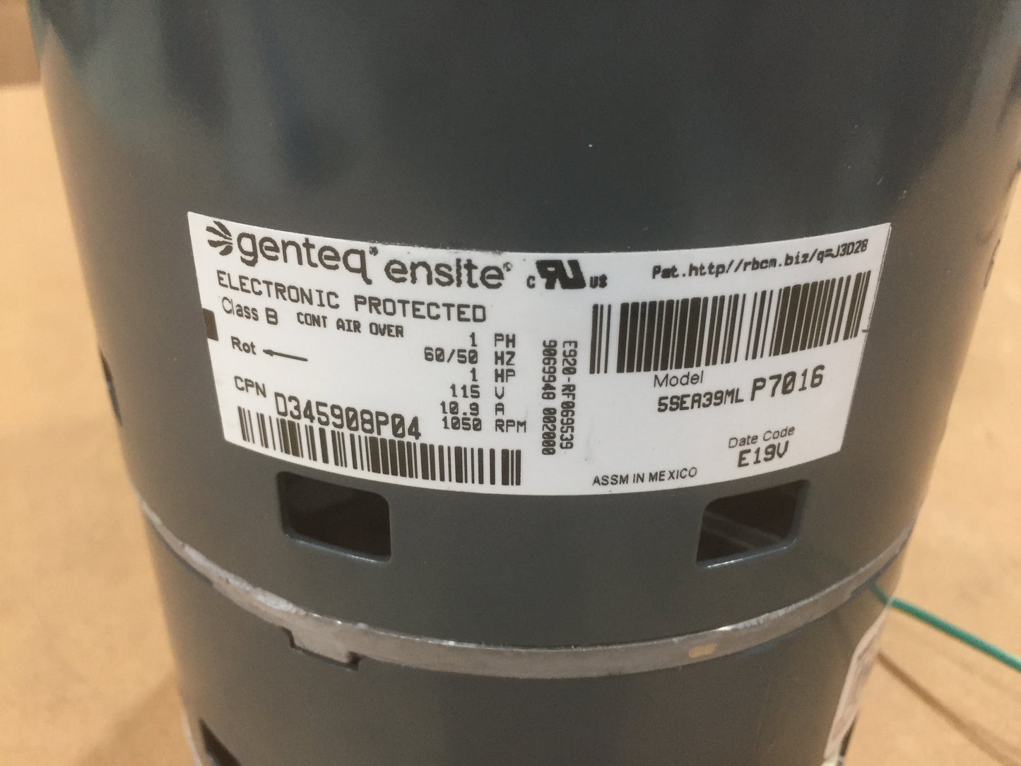1 HP Unprogrammed ECM Motor 115/50-60/1 RPM 1050 1 Speed
