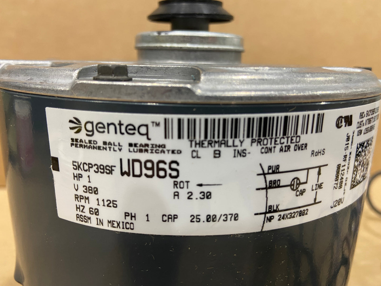 1 HP Blower Motor 380/60/1 1125 RPM 1 Speed