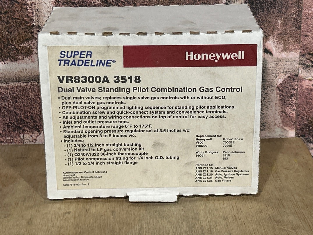 24V, 50/60Hz Dual Standing Pilot Combination Gas Control Valve, 1/2"X3/4" NPT