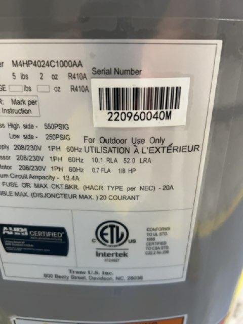 2 Ton Split-System Heat Pump; 208-230/60/1, R-410A, 14 SEER