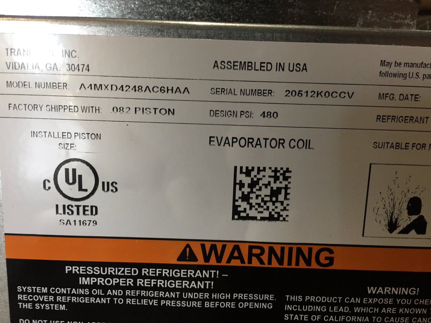 3.5-4 Ton AC/HP Multi-Position Cased 'A' Coil; R410A