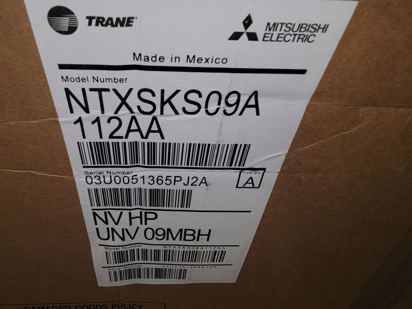 9,000 BTU Single-Zone Inverter-Driven Outdoor Heat Pump Mini Split Unit, 18 SEER 230/60/1 R-410A