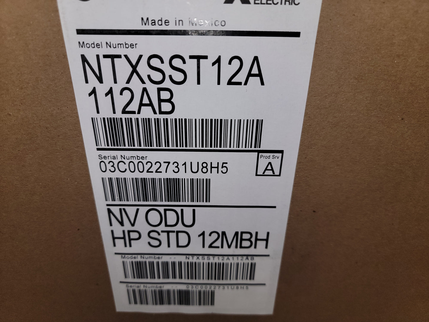 12,000 BTU 1-Zone Inverter-Driven Outdoor Heat Pump Mini-Split Unit 23.1 SEER, 208-230/60/1, R-410A