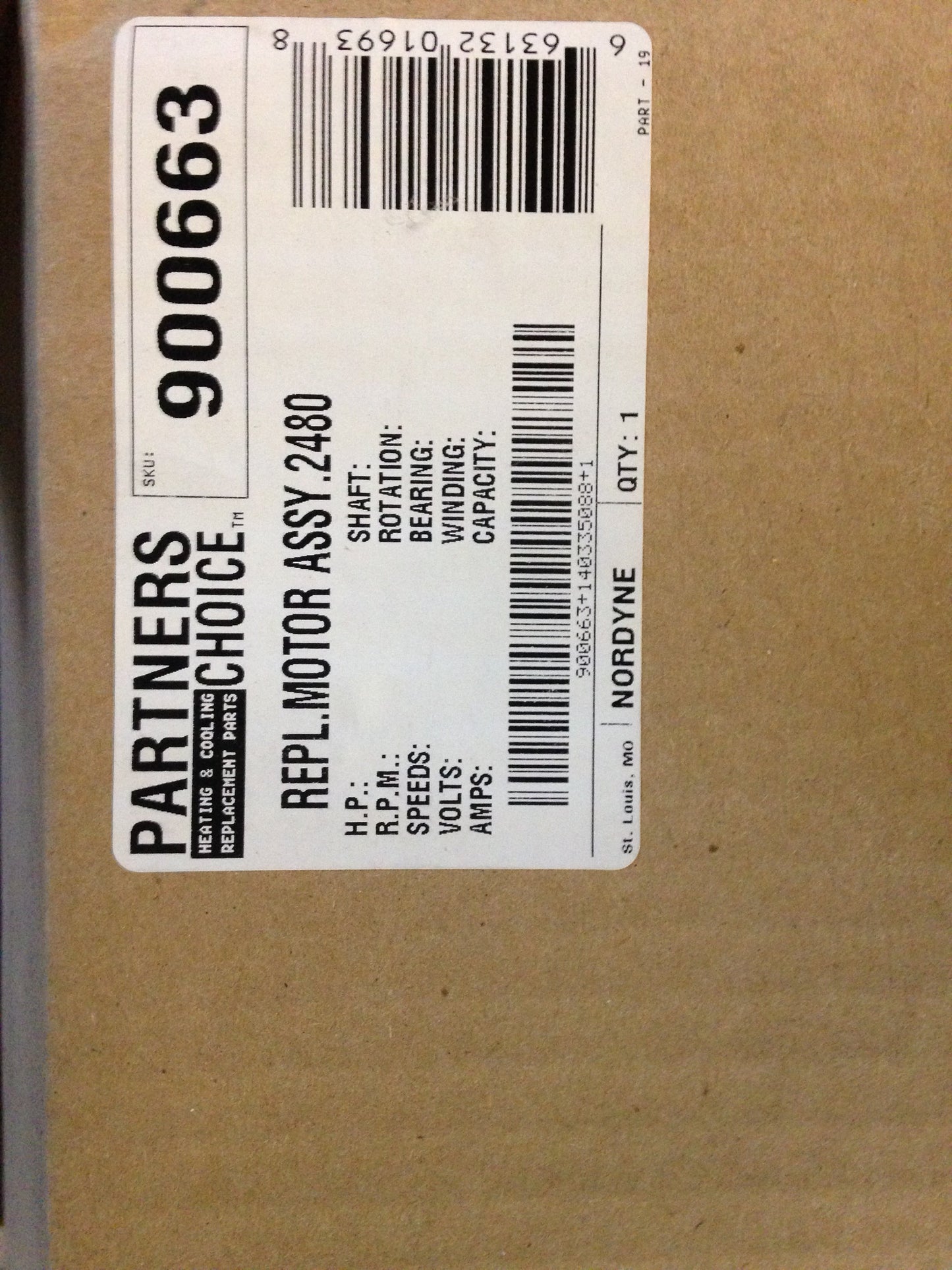 Motor soplador de 1/3 HP, 230/60/1, RPM 1075