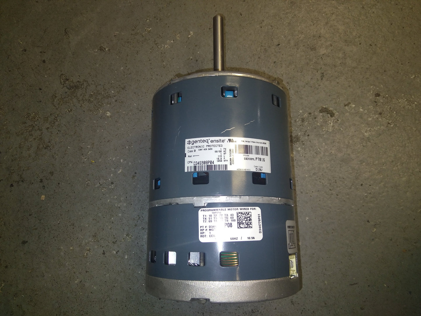 1 HP Programmed ECM Motor 115/50-60/1 RPM 1050 1 Speed