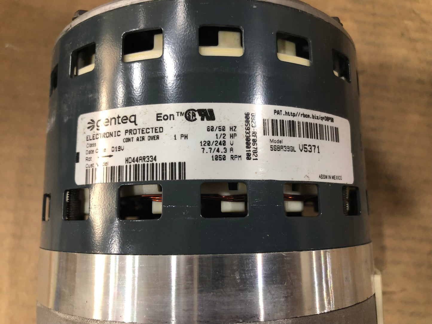 Motor de soplador de accionamiento directo programable ECM de 1/2 HP, 120-240/50-60/1 1050 RPM, 1 velocidad