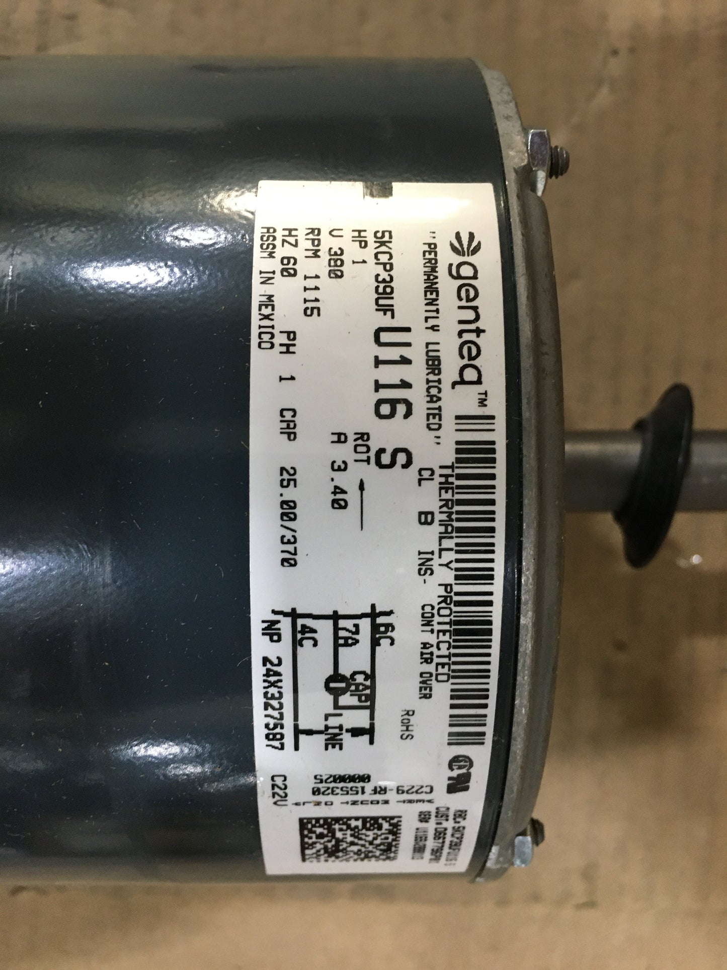 1 HP Direct Drive Blower Motor 380/60/1 RPM 1115 1 Speed