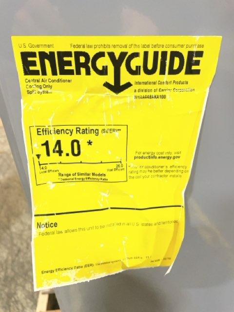 4 Ton Horizontal Air Conditioning Outdoor Unit, 14 Seer, 208/230-60-1, R410A