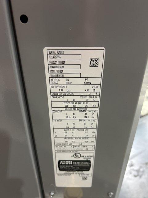 4 Ton Horizontal Air Conditioning Outdoor Unit, 14 Seer, 208/230-60-1, R410A