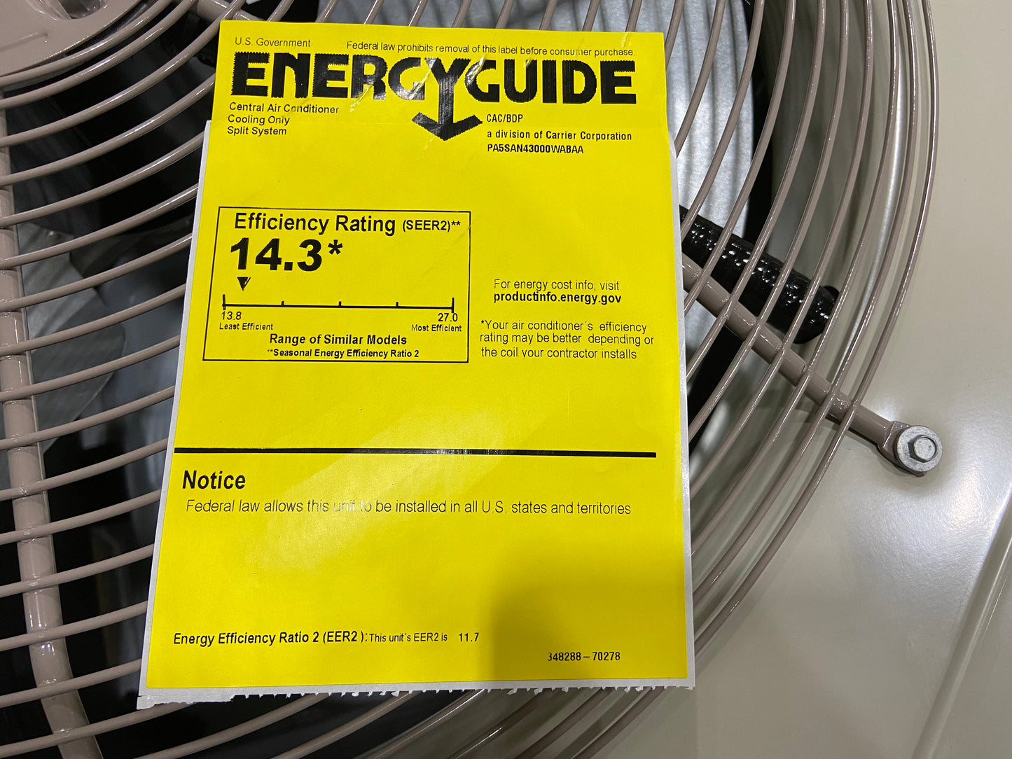 2.5 Ton Split-System Air Conditioner; 208-230/60/1, R-410A, 14.3 SEER2