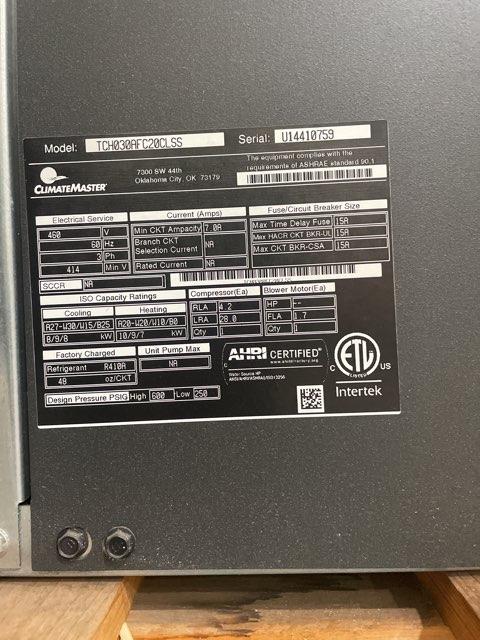 2-1/2 Ton TC Series Horizontal Geothermal Indoor Heat Pump with PSC Motor