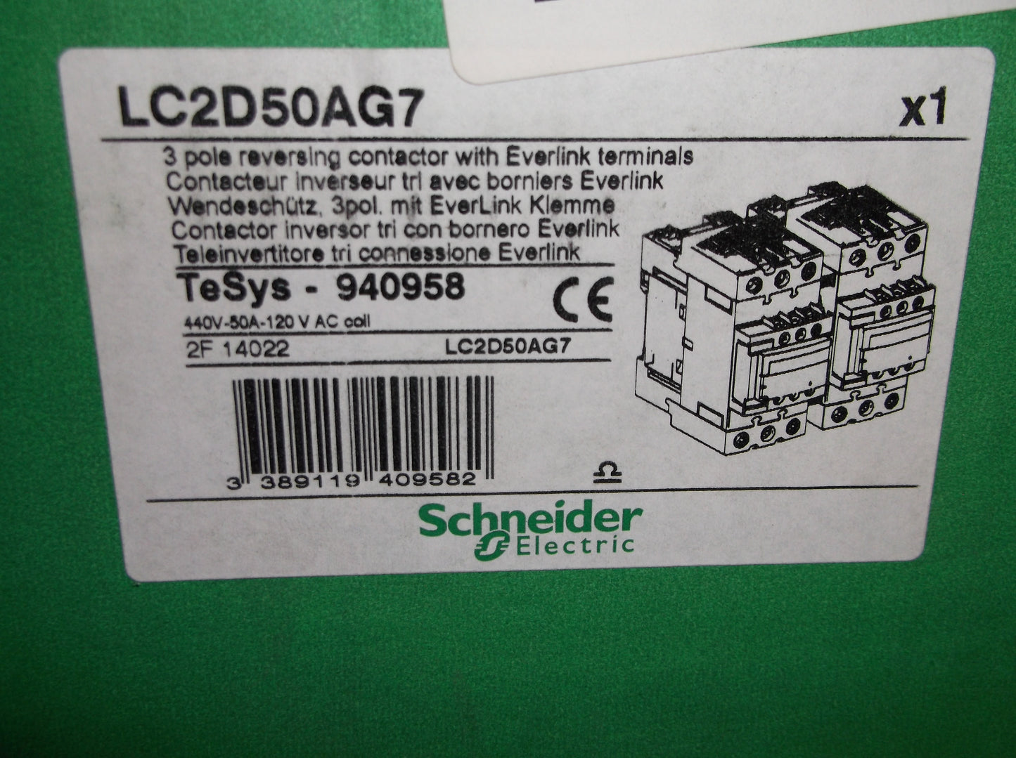 REVERSING CONTACTOR 3-POLE  COIL VOLTAGE:120VAC 50/60HERTZ  50AMP 40HP 200-208-230-240-460-480-600 VACVAC