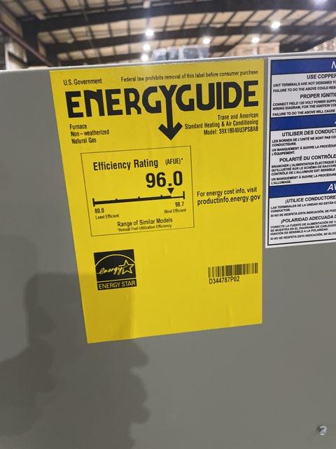 40,000 Btu Single Stage Upflow/Horizontal ECM Motor, Natural Gas Furnace, 96.0% 120/60/1 Cfm:1300