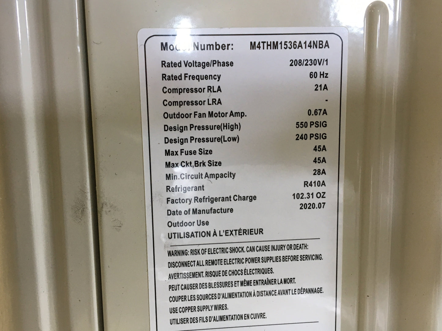 36,000 BTU Quad-Zone Inverter Outdoor Heat Pump Mini Split Unit, SEER: 15 208-230/60/1 R-410A