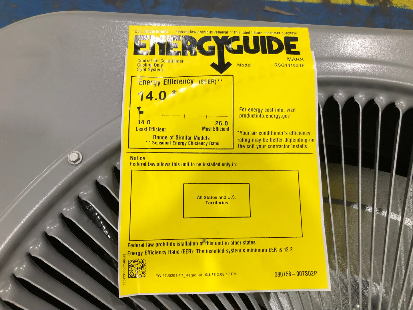 1.5 Ton Split-System Air Conditioner 208-230/60/1 R-410A 14 Seer