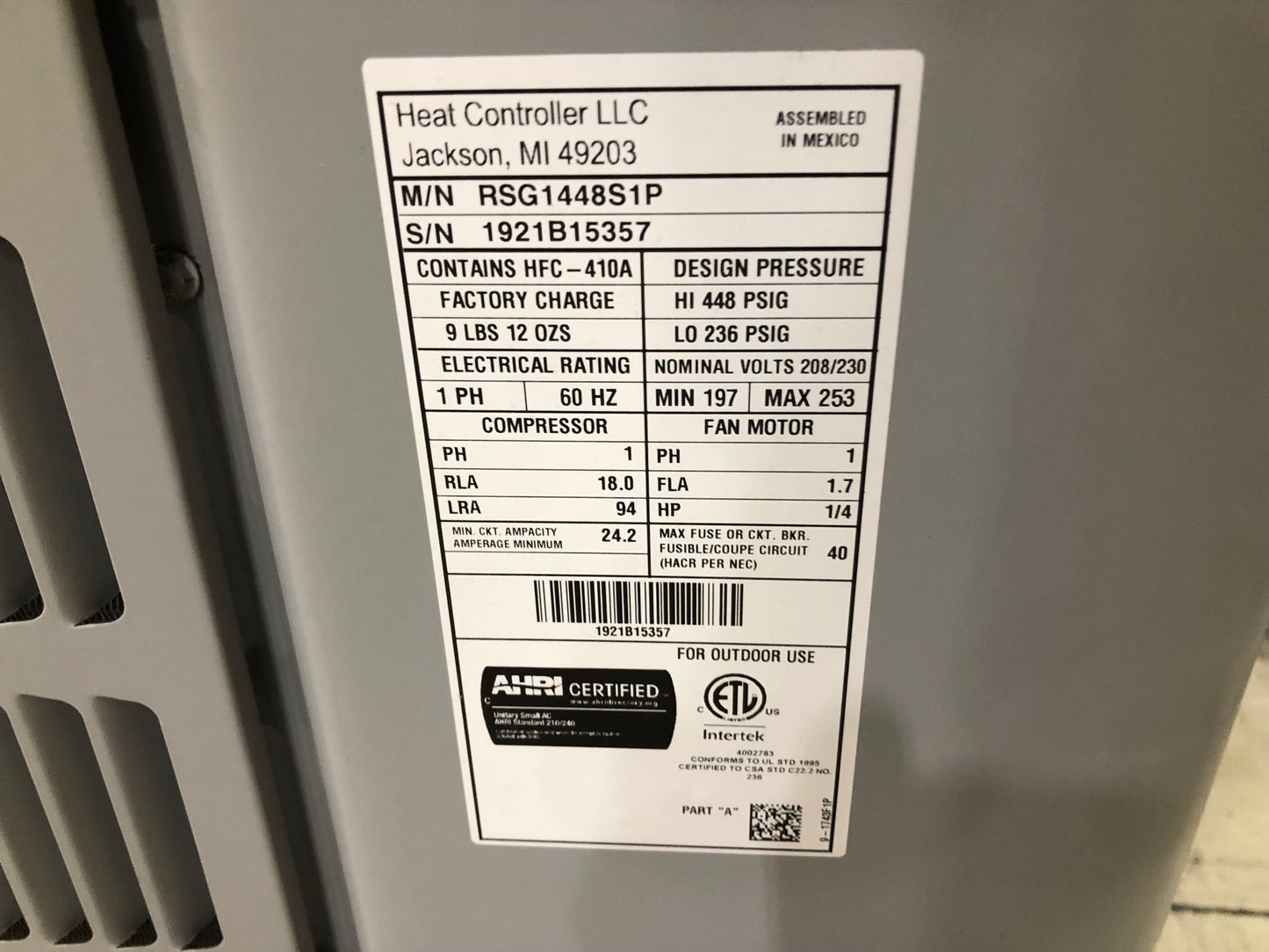 4 Ton Split-System Air Conditioner 208-230/60/1 R-410A 14 SEER