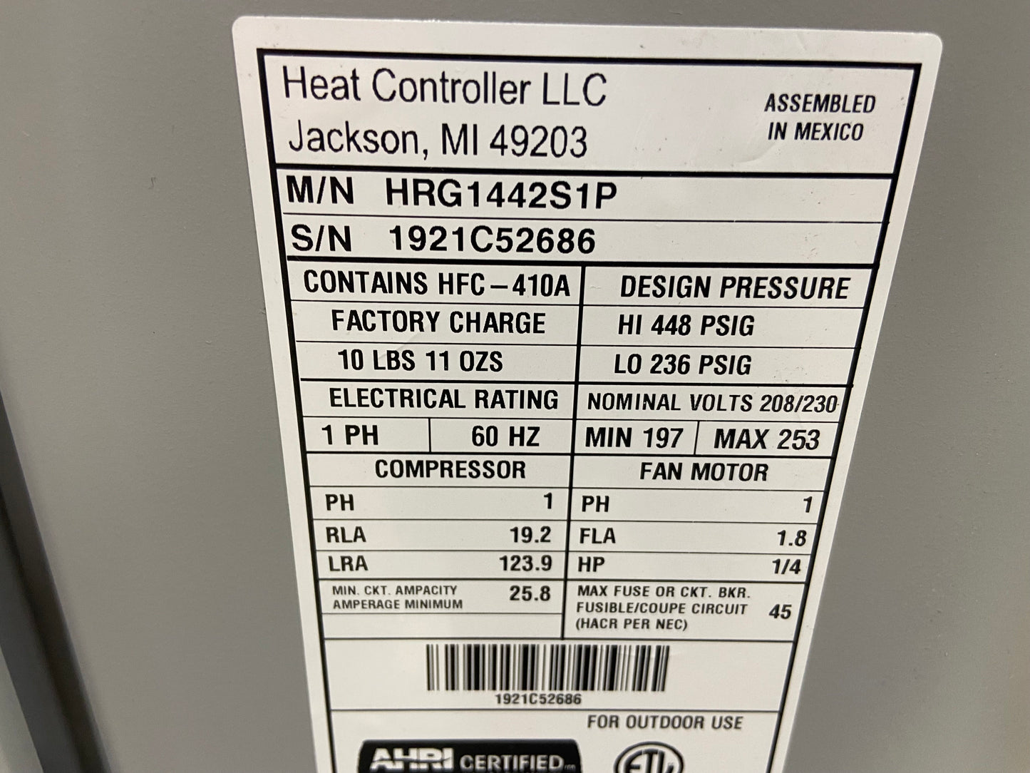 3.5 Ton Split-System Heat Pump 208-230/60/1 R-410A 14 Seer