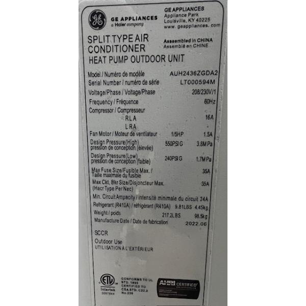 3 Ton Horizontal Heat Pump 208-230/60/1 R410A 20 Seer