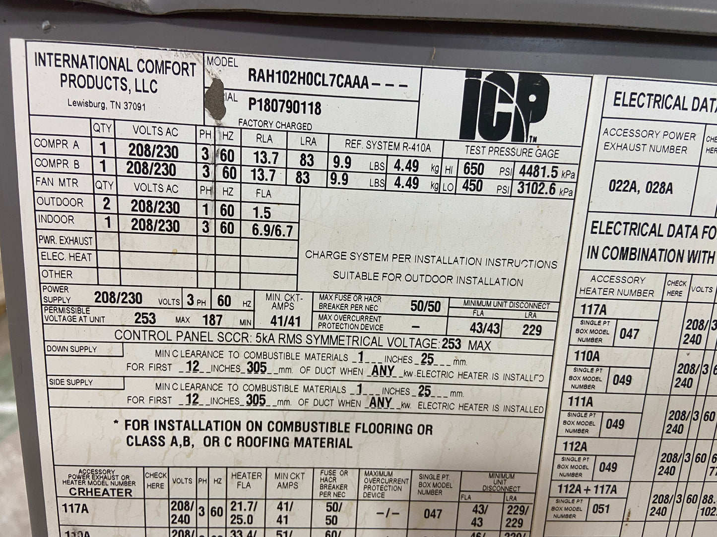 Commercial 8.5 Ton Convertible 2-Stage Packaged AC Unit, 208-230/60/3