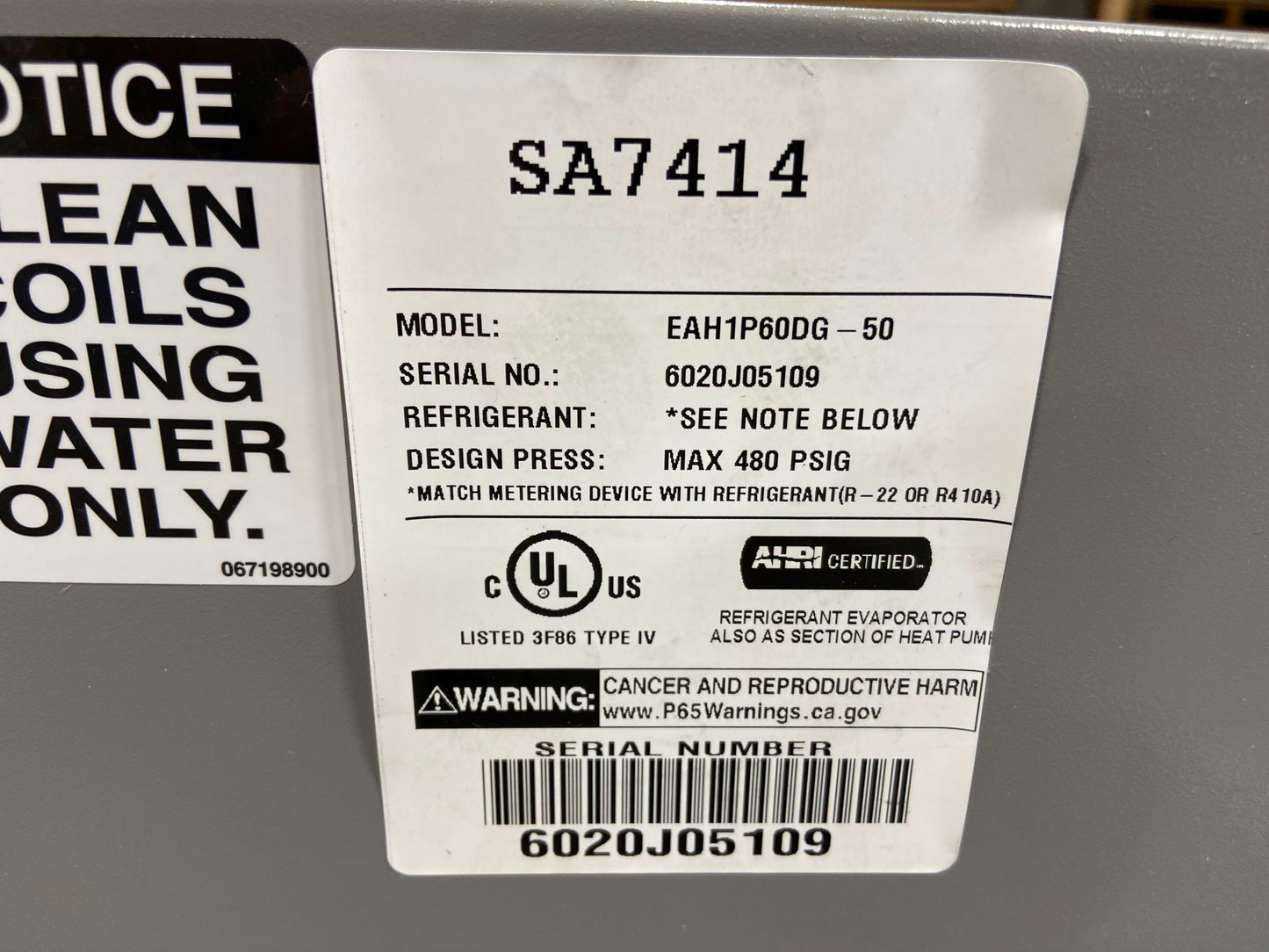 5 Ton AC/HP Horizontal Cased A Coil