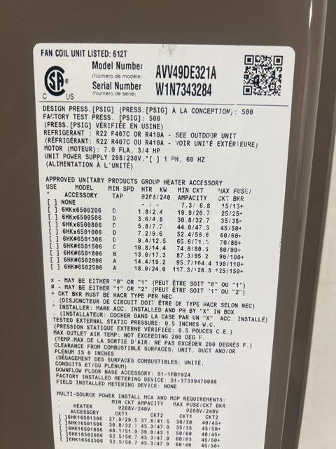 4 Ton AC/HP "Affinity" Series Multiposition Variable Speed ECM Communicating Air Handler