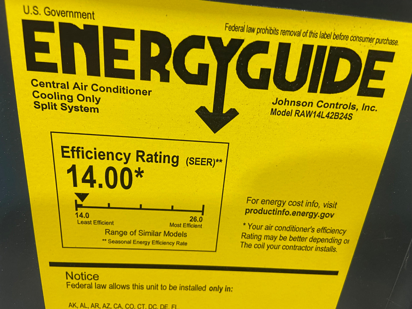 3.5 Ton Ac/HP LX Series Split System AC, 14 Seer, 208-230/60/1, R-410A