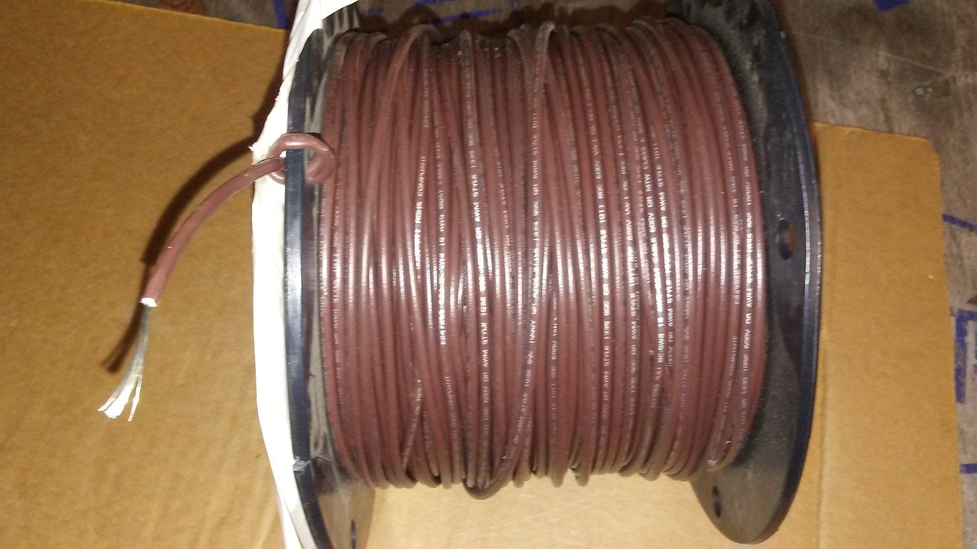 18 AWG WIRE, 16 STRANDS, 600V, TINNED COPPER, PVC, BROWN