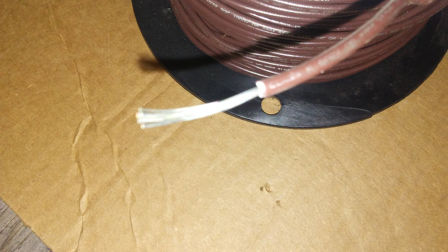 18 AWG WIRE, 16 STRANDS, 600V, TINNED COPPER, PVC, BROWN
