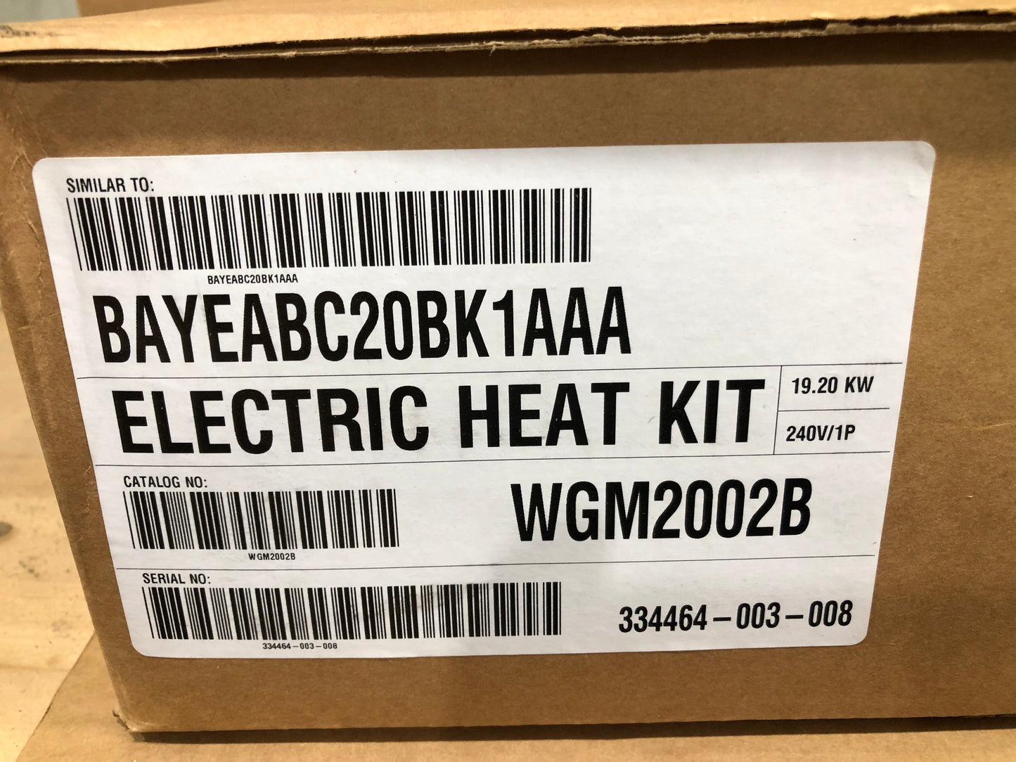 20Kw 240V 1 Phase 80 Amp Electric Heat Kit