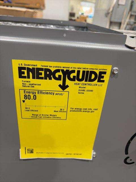 44,000 BTU Single-Stage Upflow/Horizontal ECM Variable Speed Gas Furnace 80% AFUE 120/60/1 CFM: 1200