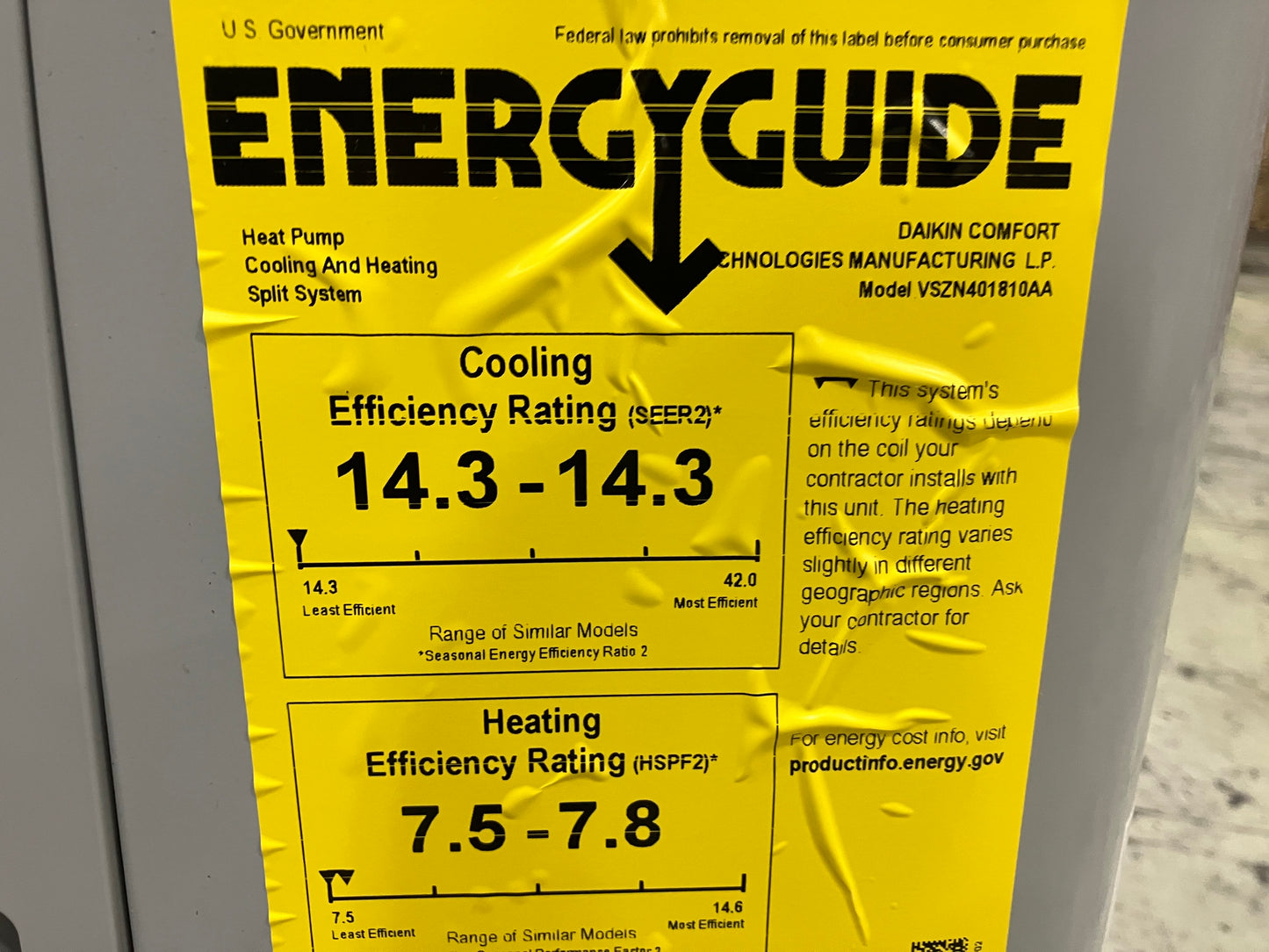 1.5 Ton Split-System Heat Pump 208-230/60/1 R-410A 14.5 SEER