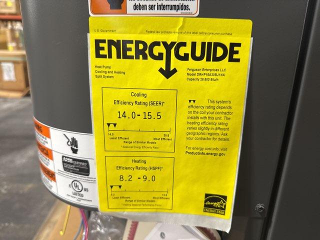 2.5 Ton Heat Pump Heat Pump 208-230/60/1 R-410A 15 Seer