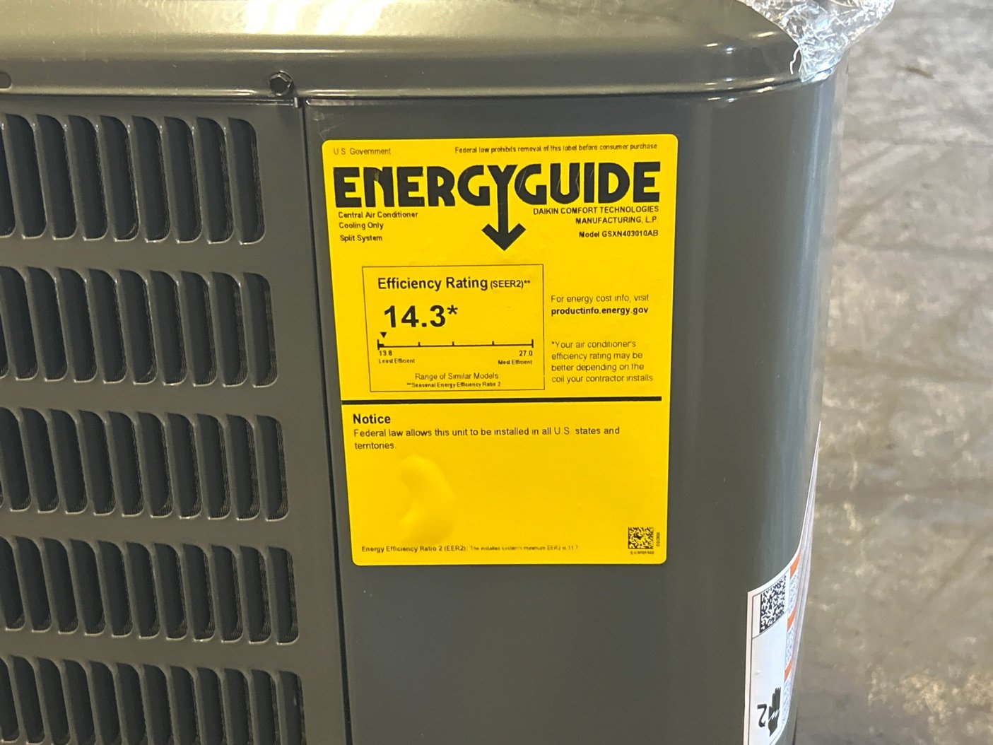 2.5 Ton Split-System Air Conditioner; 208-230/60/1, R410A, 14.3 SEER2