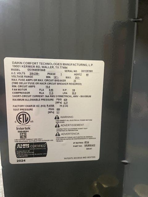 2.5 Ton Split-System Air Conditioner; 208-230/60/1, R410A, 14.3 SEER2