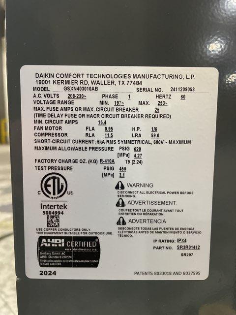 2.5 Ton Split-System Air Conditioner; 208-230/60/1, R410A, 14.3 SEER2