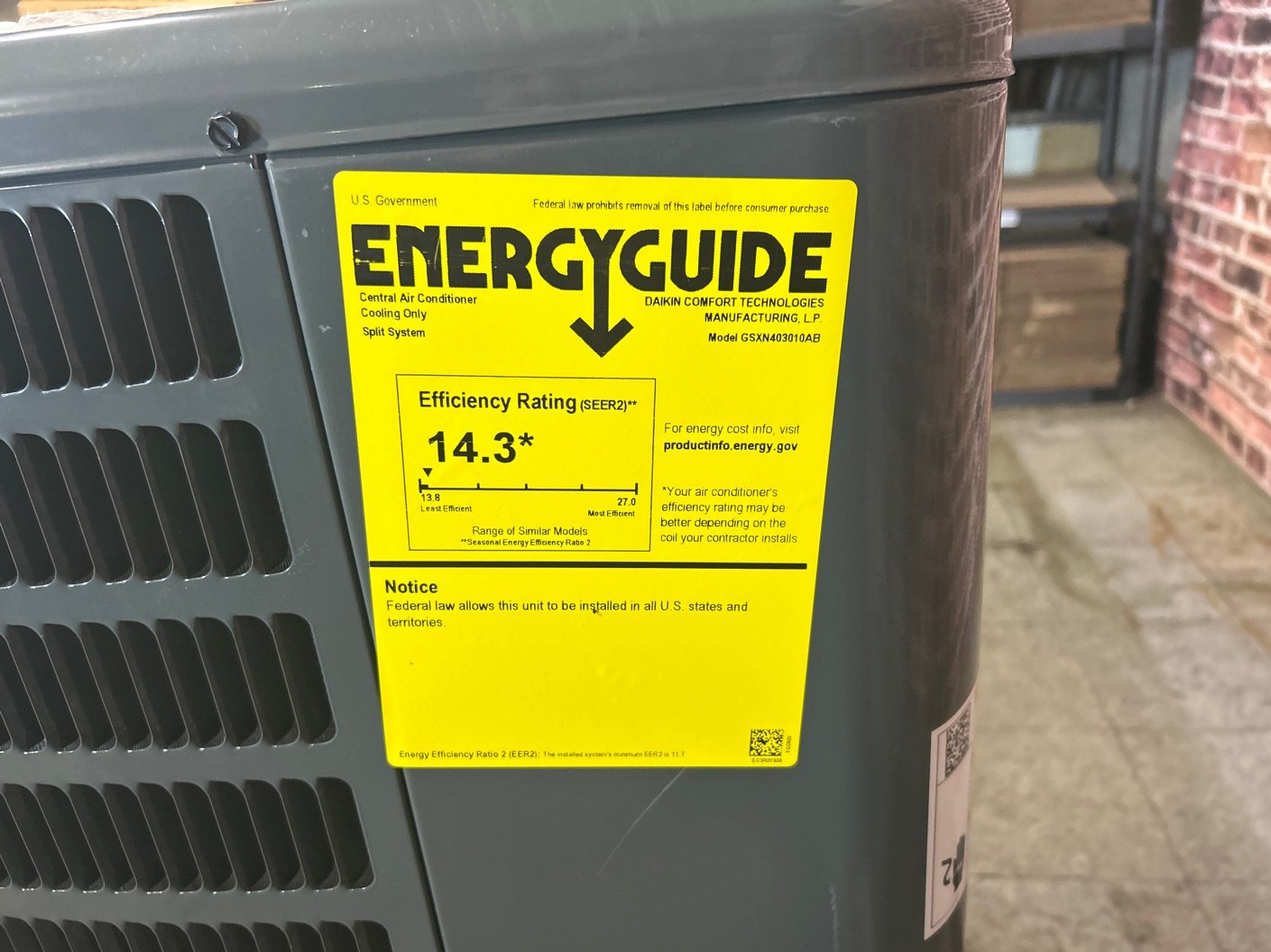2.5 Ton Split-System Air Conditioner; 208-230/60/1, R410A, 14.3 SEER2