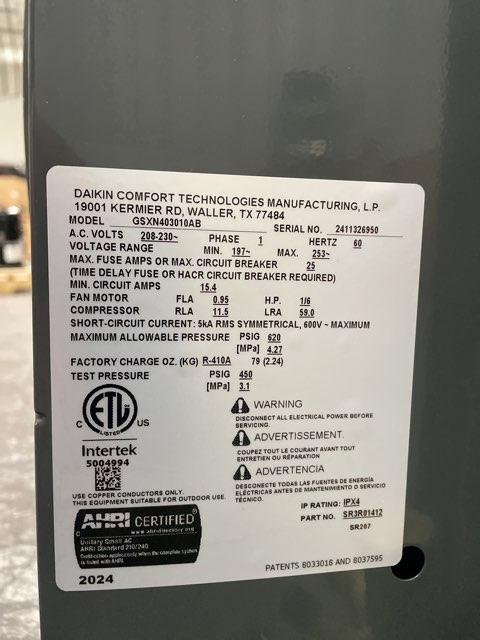 2.5 Ton Split-System Air Conditioner; 208-230/60/1, R410A, 14.3 SEER2