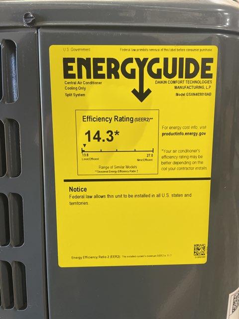 2.5 Ton Split-System Air Conditioner; 208-230/60/1, R410A, 14.3 SEER2