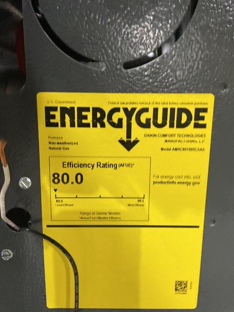 100,000 Btu Two Stage Upflow/Horizontal Natural Gas ECM Furnace 80% Afue 115/60/1 2000 Cfm