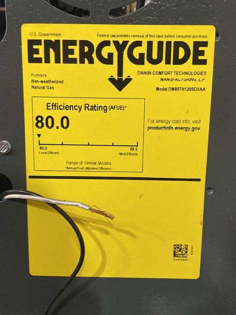 120,000 Btu UPFlow/Horizontal Two Stage ECM Natural Gas Furnace 115/60/1 2000 CFM 80%
