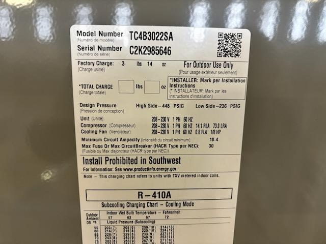 2.5 Ton Split-System Air Conditioner 208-230/60/1 R410A 14 Seer