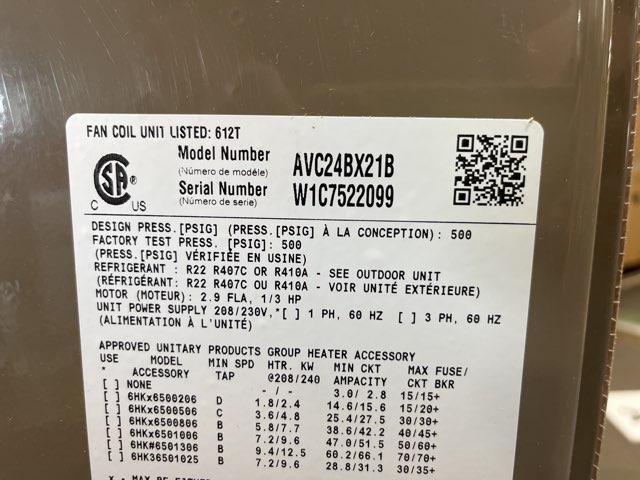 2 Ton AC/HP Multiposition ECM Fan Coil 208-230/60/1 R-410A CFM 800