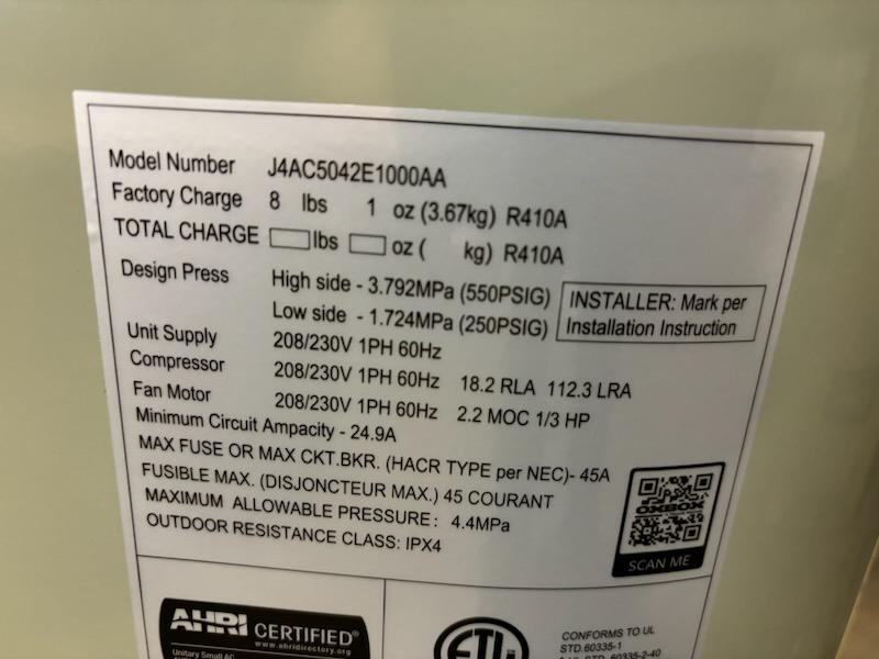 3.5 Ton Split-System Air Conditioner 208-230/60/1 R410A 14.3 Seer