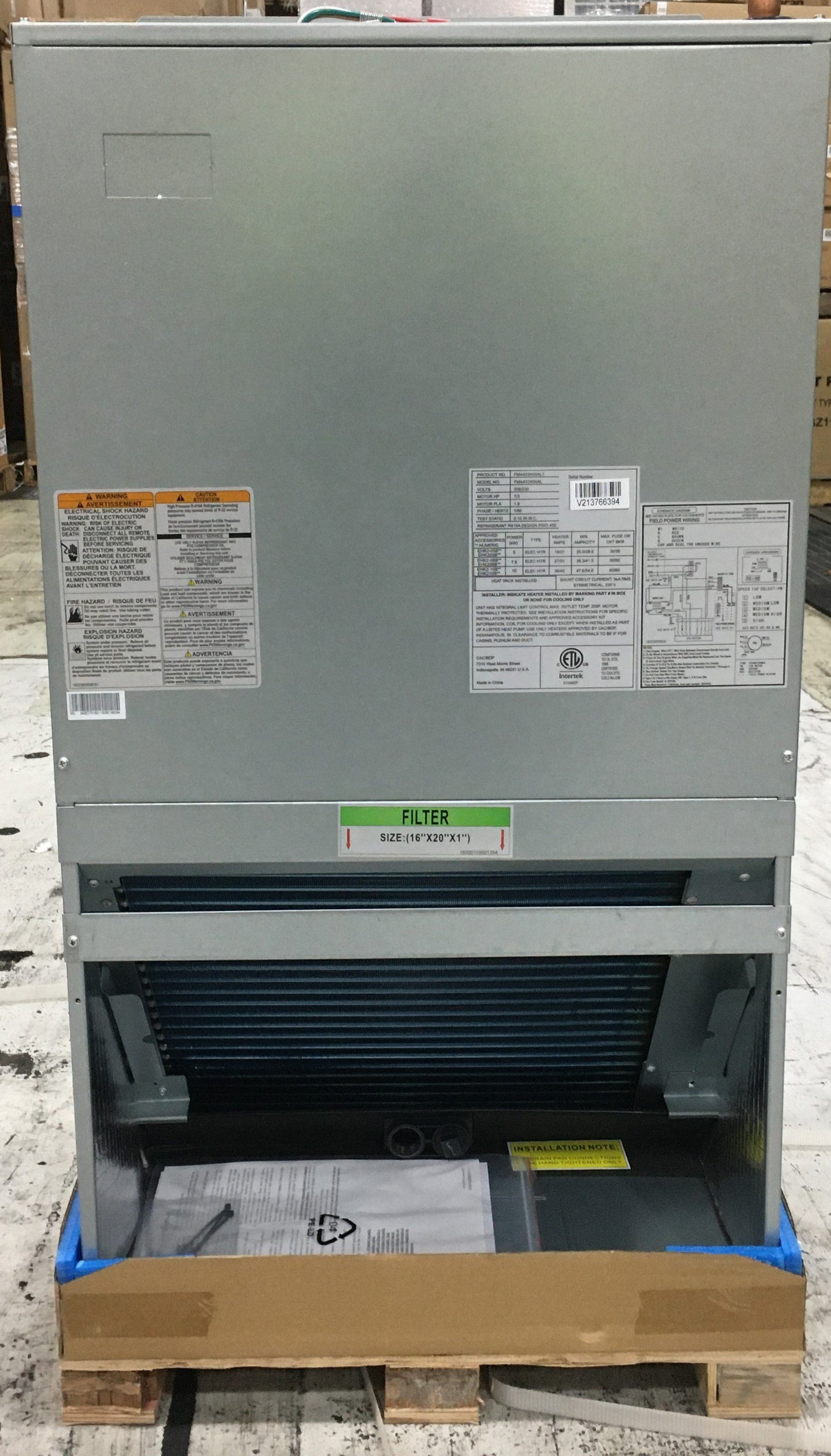 2 Ton AC/HP Upflow Variable Speed ECM Wall Mount Air Handler 208-230/60/1 R-410A CFM 900
