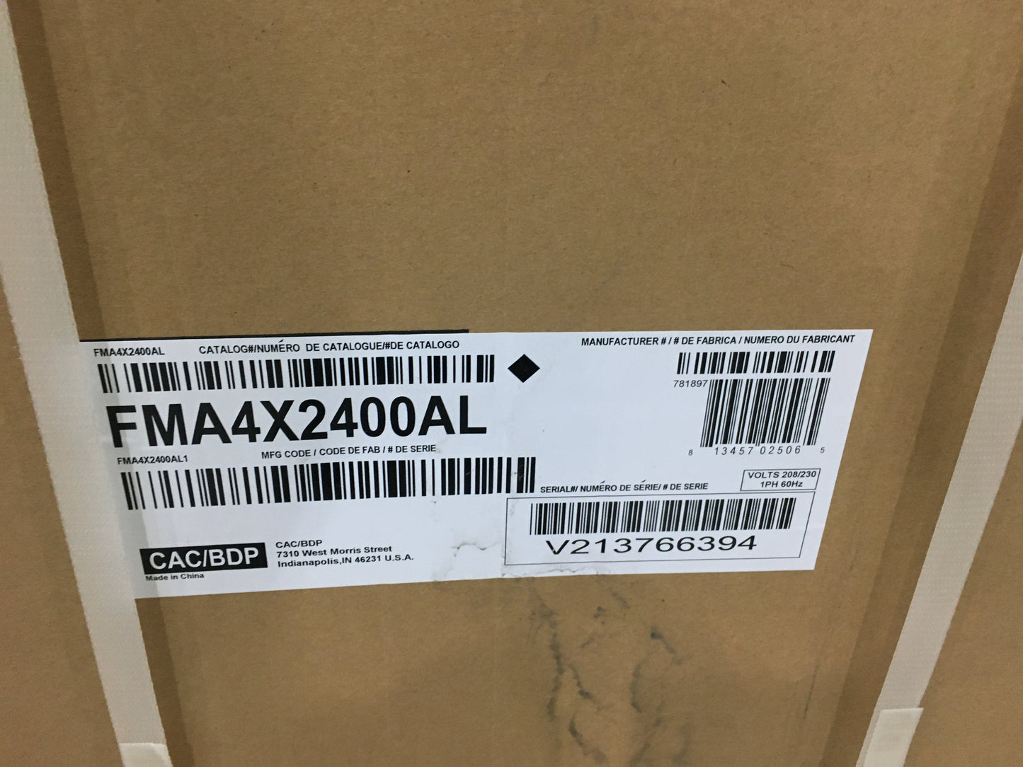 2 Ton AC/HP Upflow Variable Speed ECM Wall Mount Air Handler 208-230/60/1 R-410A CFM 900